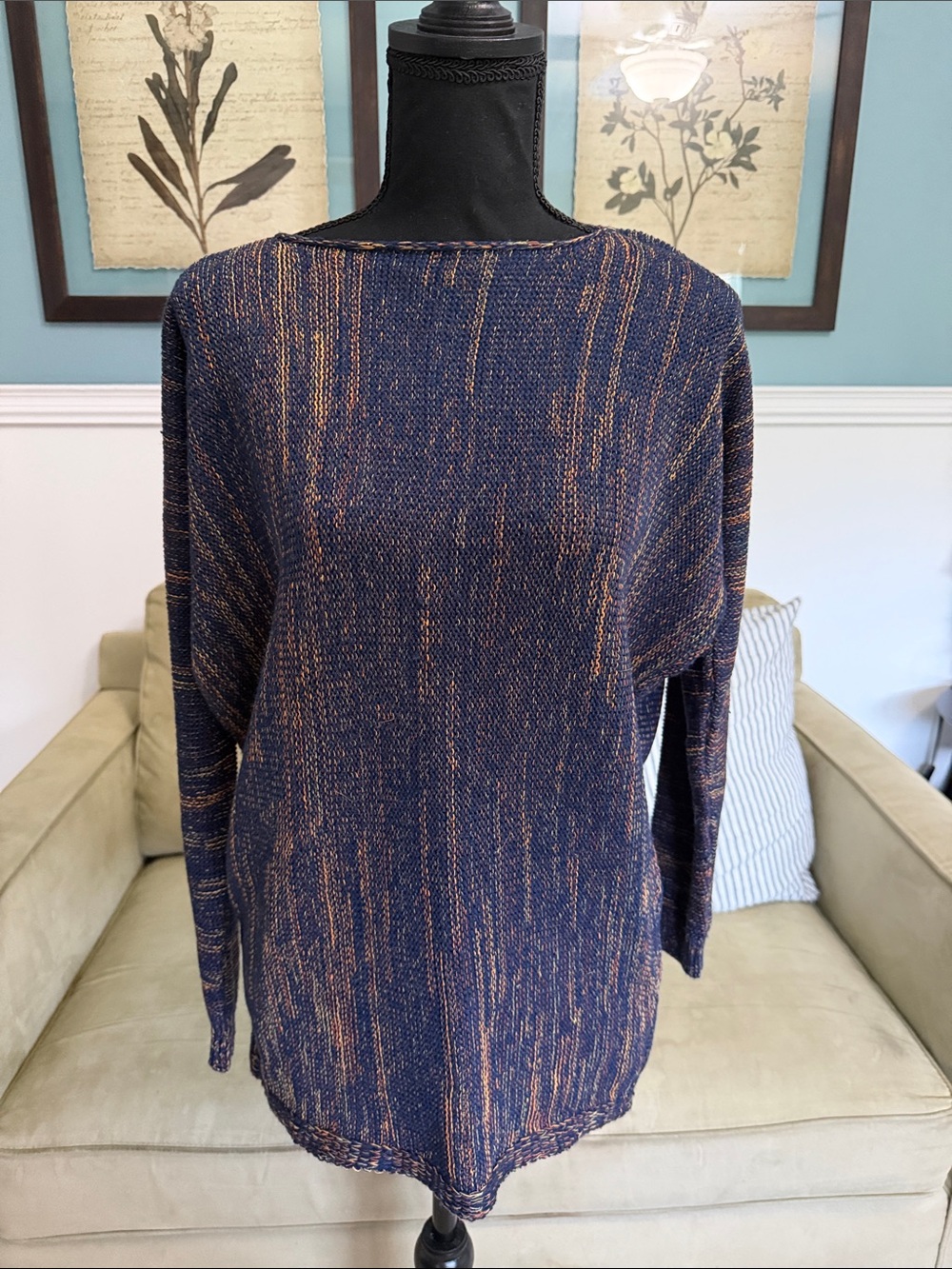 Navy & Copper Boatneck Knit Sweater